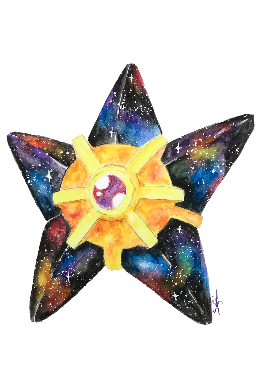 sunshinescrbbls's tweet photo. WIP and finish of the galactic staryu 💫

#staryu #pokemon #etsy #watercolor https://t.co/y2TPdWPDuW