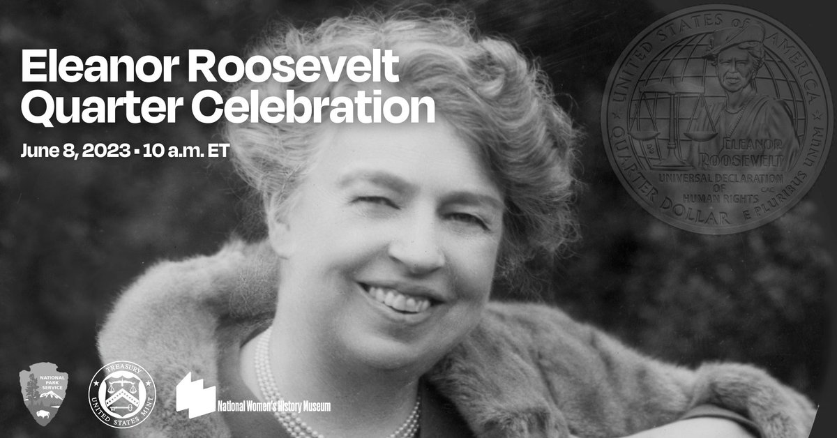 Join @womenshistory, @FDRLibrary, @NatlParkService and the @usmint in Hyde Park, NY on Thursday, June 8 to celebrate the life and legacy of Eleanor Roosevelt and the release of the new Eleanor Roosevelt Quarter. #HerQuarter #WomensHistory Register: events.womenshistory.org/events/eleanor…