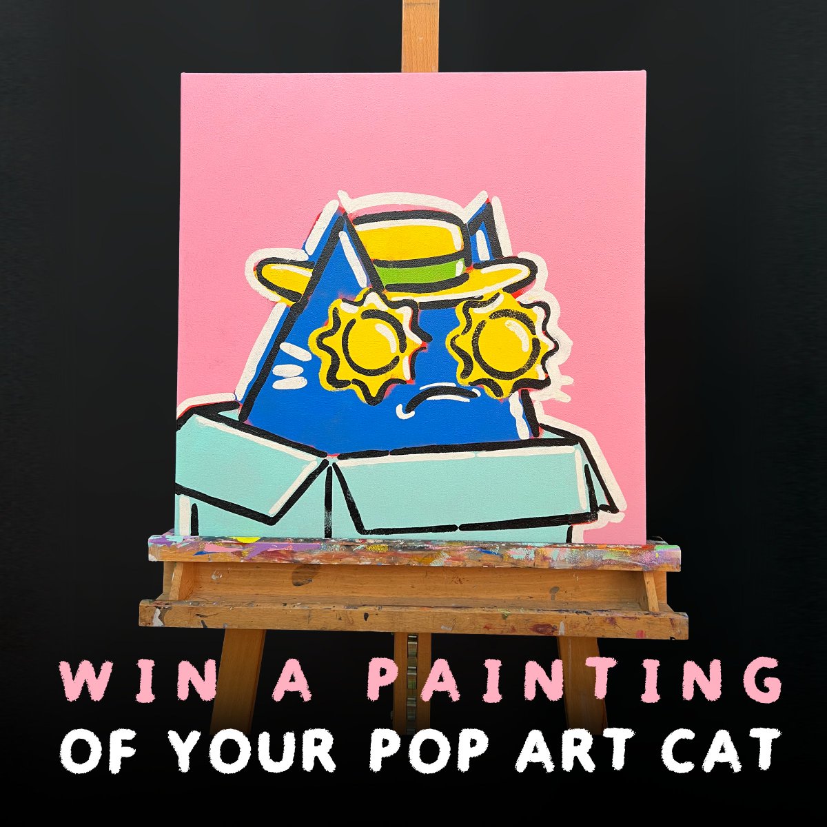 GIVEAWAY!!!

Every week, <a href="/mattchessco/">Matt Chessco</a> paints a lucky holder's Pop Art Cat live on TlkTok and Y0uTube.

To enter: Like, RT, Follow us, Post an image of your Pop Art Cat in the comments.

Announcing the winner in ∼24 hours. Tune in to Matt's live on Sunday at 1pm EST.