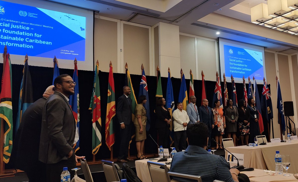 This week in 🇬🇾 the Labour Ministers of 19 #Caribbean countries discussed crucial #DecentWork + #SocialJustice issues including #LabourMigration. They welcomed @OITAmericas @ILOCaribbean initiative to develop a Regional Strategy on Labour Migration & Mobility.