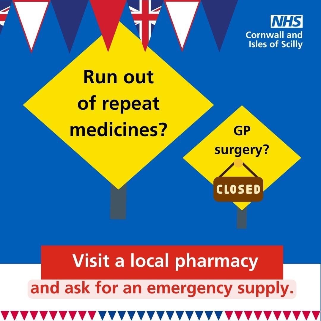 Repeat prescription run out? Your local pharmacist can provide an emergency supply of most medicines to last until you can contact your own GP.

Some exceptions and a charge may apply.

Find a pharmacy and check opening hours:
🔗 nhs.uk/service-search…