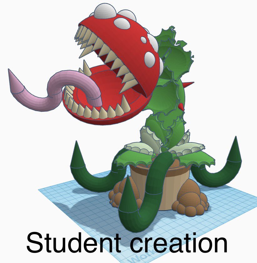 My model vs the student creation. He might have talent. #3DModel #3dprint #DesertRidgeAcademy #DSEF #DSUSD #edtech #Makerclassroom #SpringCUE #STEMeducation #Teacher #Tinkercad #SuperMarioBros