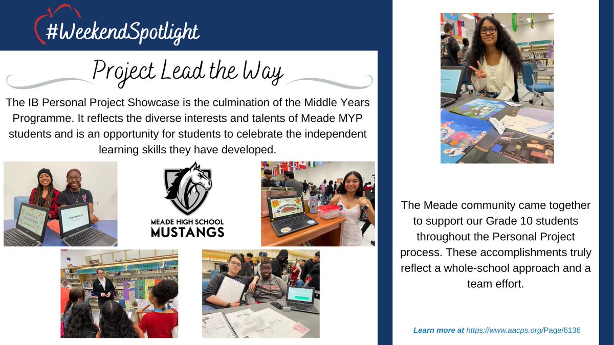 AACountySchools's tweet photo. #WeekendSpotlight Celebrating the IB MYP Personal Project Showcase @MeadeHSAACPS @aacps_ib @MeadeIB

Learn more at https://t.co/xJBZ9gnKQL https://t.co/ZCbMVKJqZz