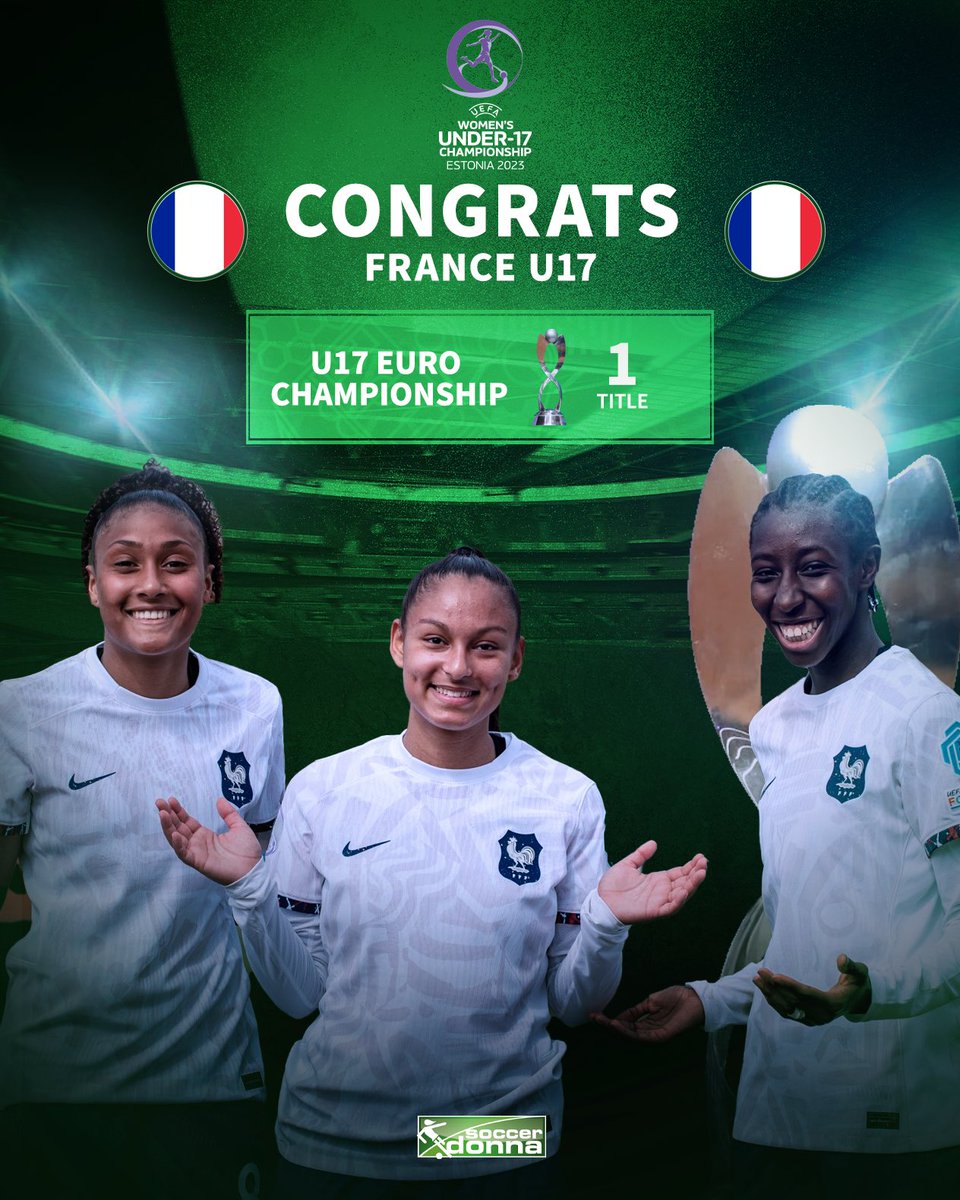 And we have a 1st-time u-17 Euro winner 🌟

Congratulations, France 👏

#equipedefrance #u17weuro #championnes