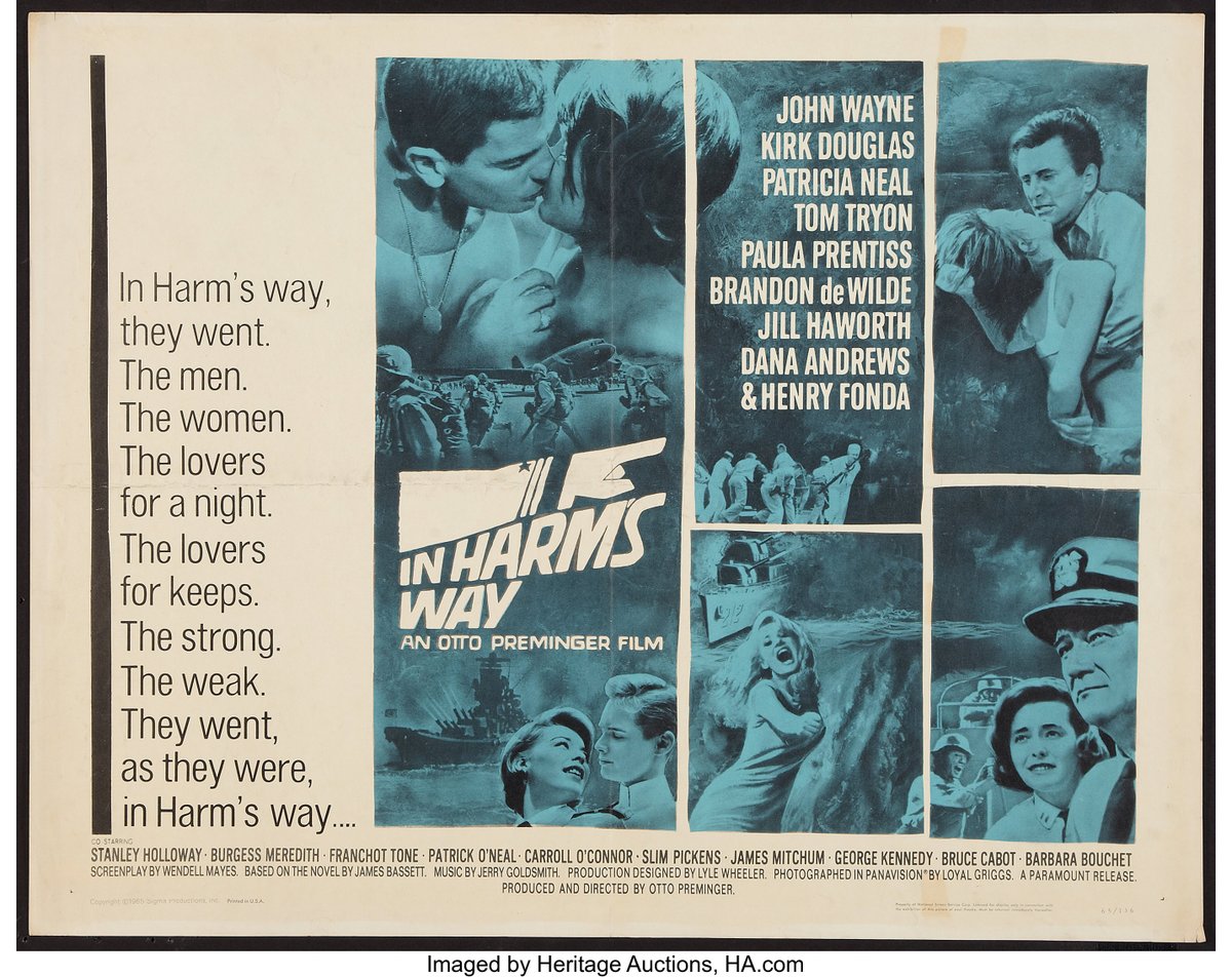 Just a reminder! #OttoPreminger's 1965 war-epic #InHarmsWay is on #ThisTV (CH. 4.2 in #Detroit/#yqg) today at 5 p.m. The cast includes #JohnWayne #KirkDouglas #TomTryon #BrandonDeWilde #DanaAndrews and an appearance by #HenryFonda. #ParamountPictures