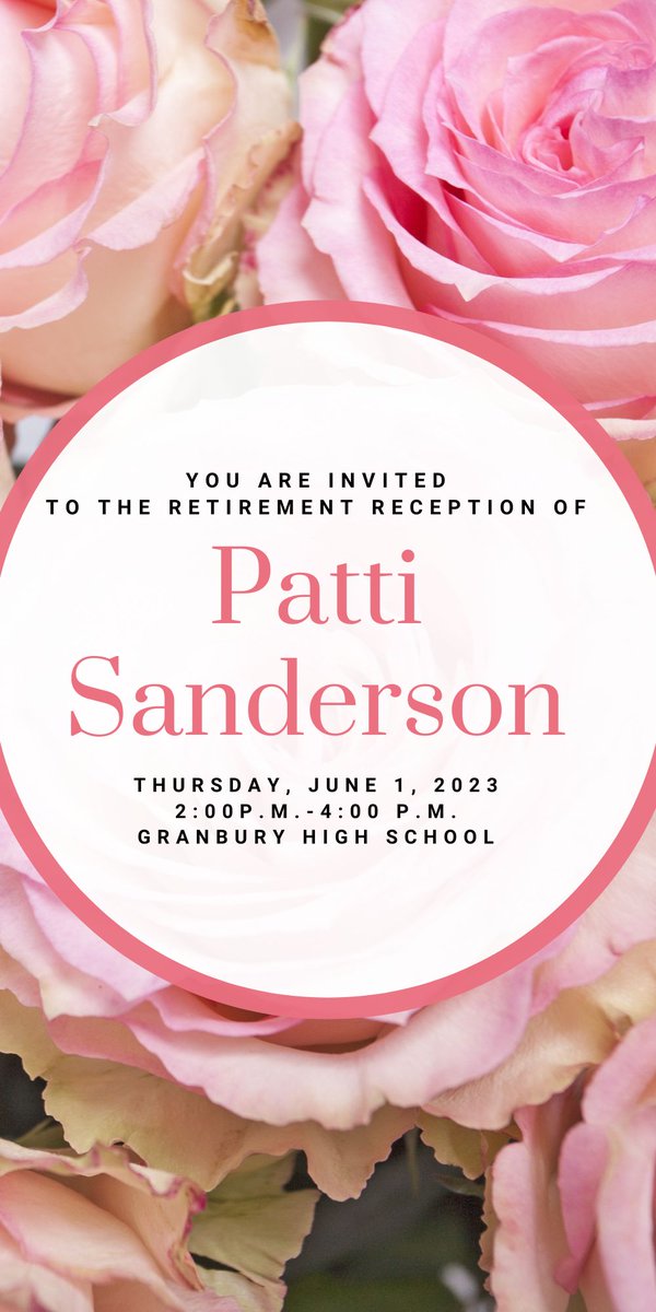 GHS is launching Mrs. Patti Sanderson, administrator extraordinaire, into her retirement this spring.  All are invited to stop by, share stories, hug her neck, and share a large glass of sweet tea on Thursday June 1 from 2-4:00 p.m. at GHS.