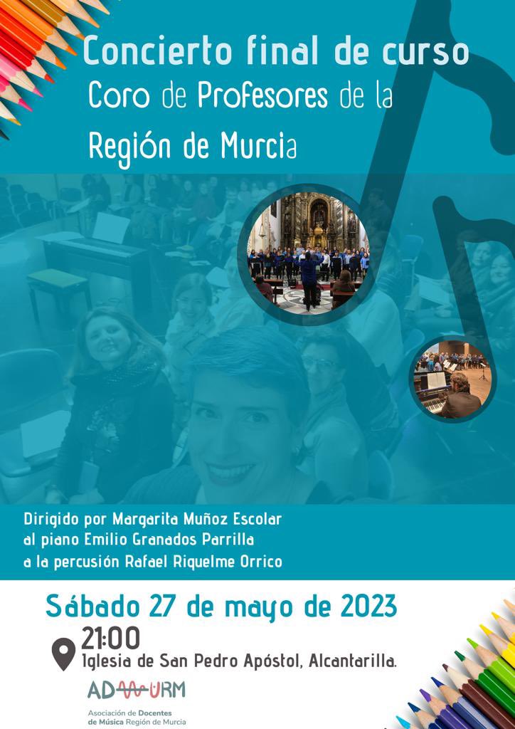 admurm_'s tweet photo. Fin de la actividad 2022/23 para el Coro de Profesores de la @regiondemurcia si queréis pasar buenos momentos musicales no os lo perdáis. @AytAlcantarilla @Educarm @VictorMarinNav @UnidosDocentes @melomanodig @ORMurcia @coaemcoaem https://t.co/7VWjPj3L31
