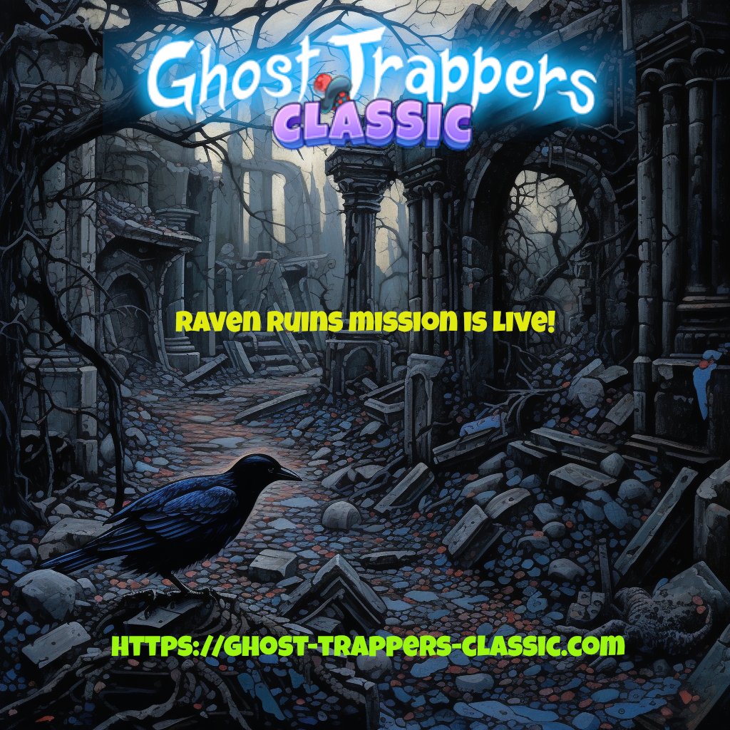 Raven Ruins mission is live!       
 #ghost #ghosts #comic #digitalart #scotland #browsergame #indiegame #browsergame #onlinegame #ghosttrappers #midjourneyAi #goth