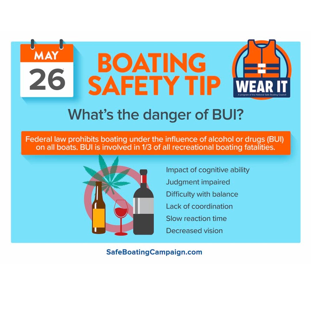 It's the last day of National Safe Boating Week! Today's safety message: There are many dangers to boating under the influence. Protect your life and others – never BUI!

#FreedomBoatClub #BoatingMadeSimple #NationalSafeBoatingWeek <a href="/BoatingCampaign/">BoatingCampaign</a>