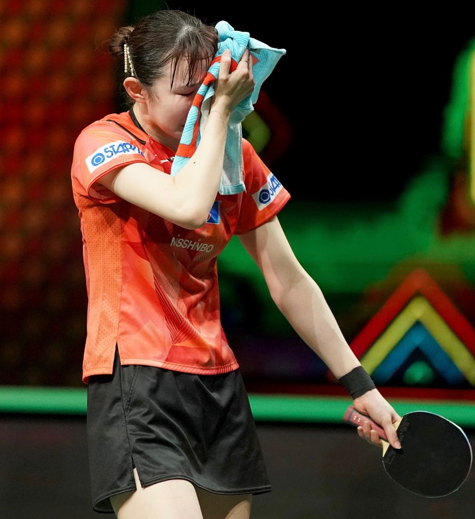 WTTGlobal's tweet photo. Pure emotion as Hina Hayata records her first win over a Chinese opponent 🥹 

@WTTJapan #ITTFWorlds2023 #Durban2023 #TableTennis #PingPong https://t.co/O3Q3AxsNZd