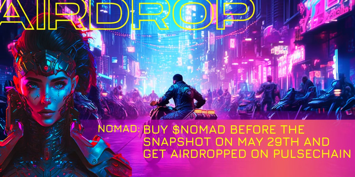 Who wants free money and bought before the snapshot (May 29th) $NOMAD ?

Get your $NOMAD before the snapshot happens so you can get FREE pulsechain version of $NOMAD

<a href="/nomad_fi/">Nomad - Official</a> #airdrop #snapshot

dexscreener.com/ethereum/0xfcb…