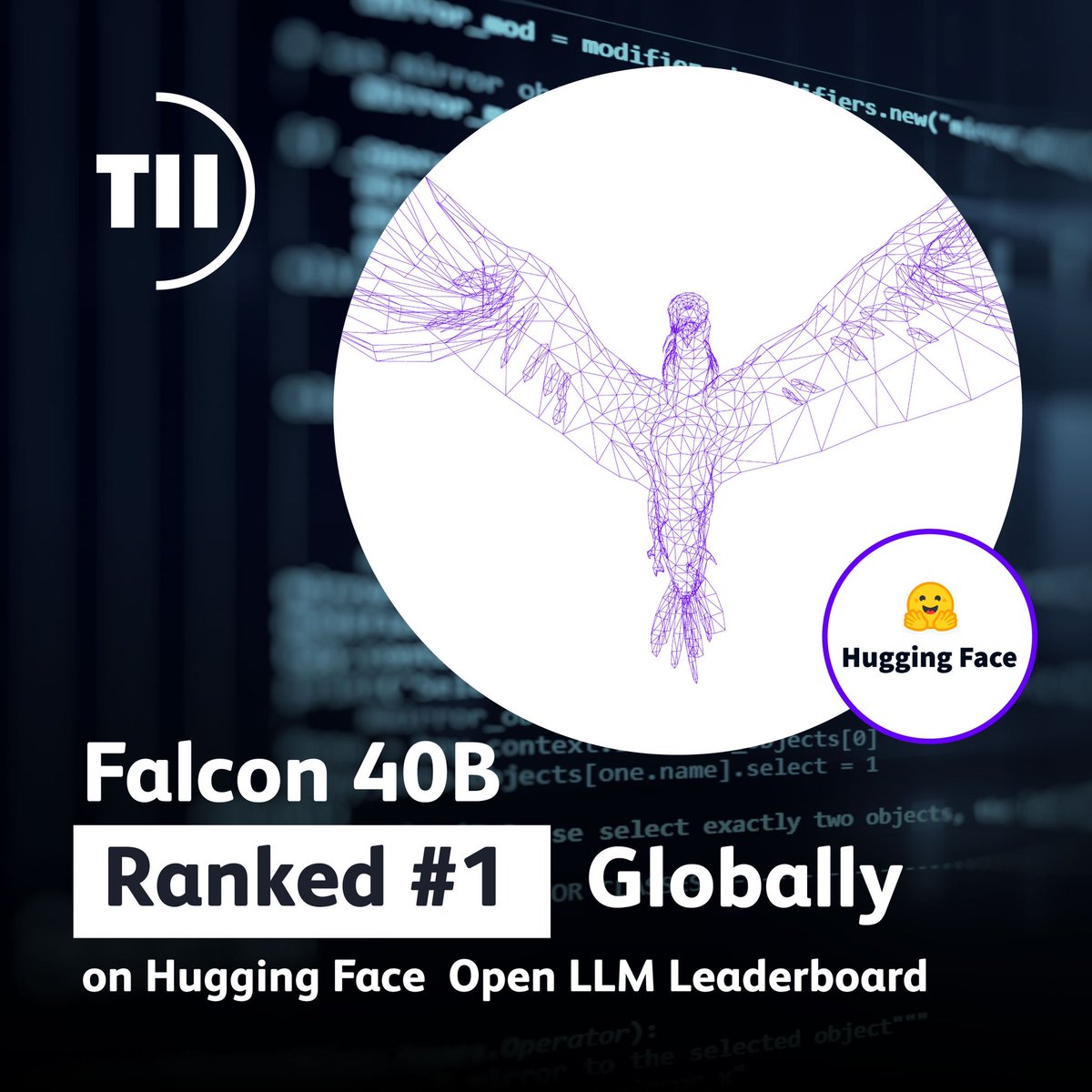 Ranked #1 globally by Hugging Face, Falcon 40B is TII's open-source AI model with a remarkable 40 billion parameters that beats established names like LLaMA from Meta, including its 65B model, StableLM from Stability AI, and RedPajama from Together. Visit FalconLLM.TII.ae