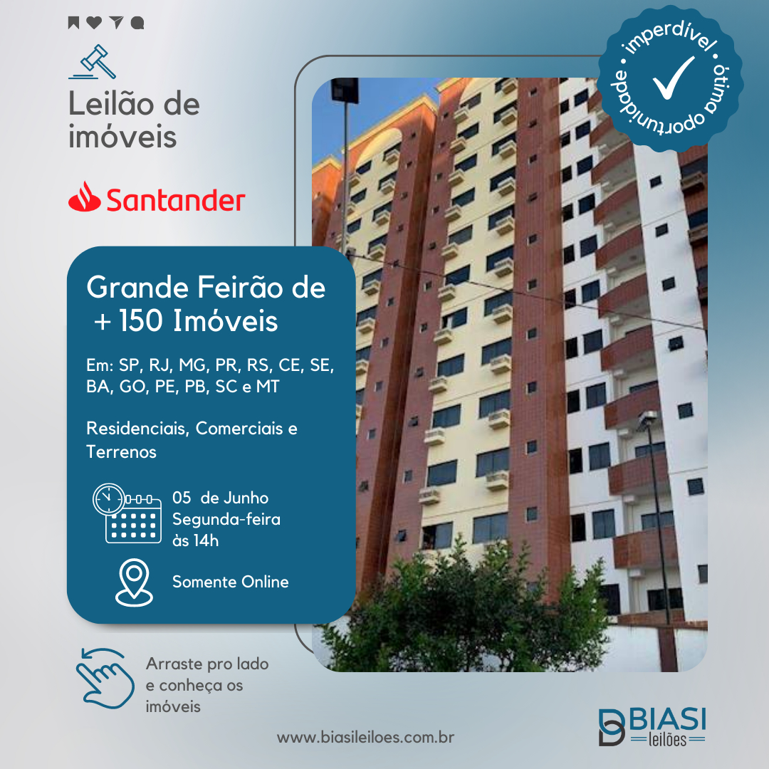 2° Leilão - 07 Imóveis (Casas e Apartamentos) em: SP, SC, SE e MT