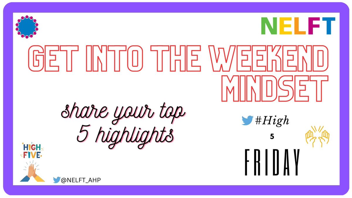 How has your week been #teamNELFT @NELFT?? Share you #high5friday highlights! And to those working across our services over the bank holiday weekend - thank you 🙏 and stay safe! ☀️