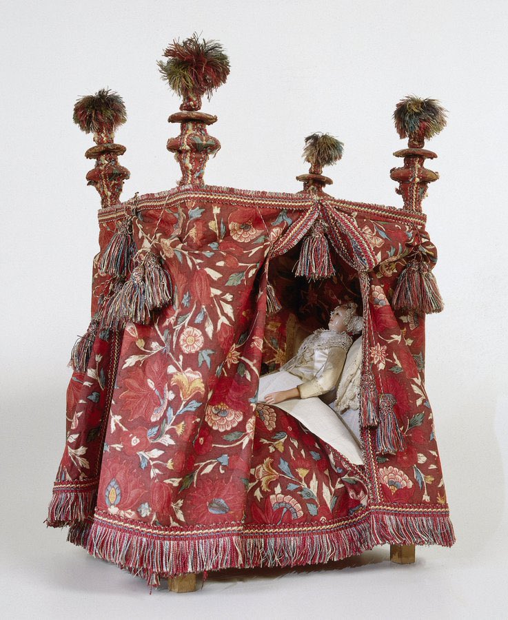 Doll, of a woman in her birthing bed, from the Dollhouse of Petronella Dubois, c. 1676 (Rijksmuseum)