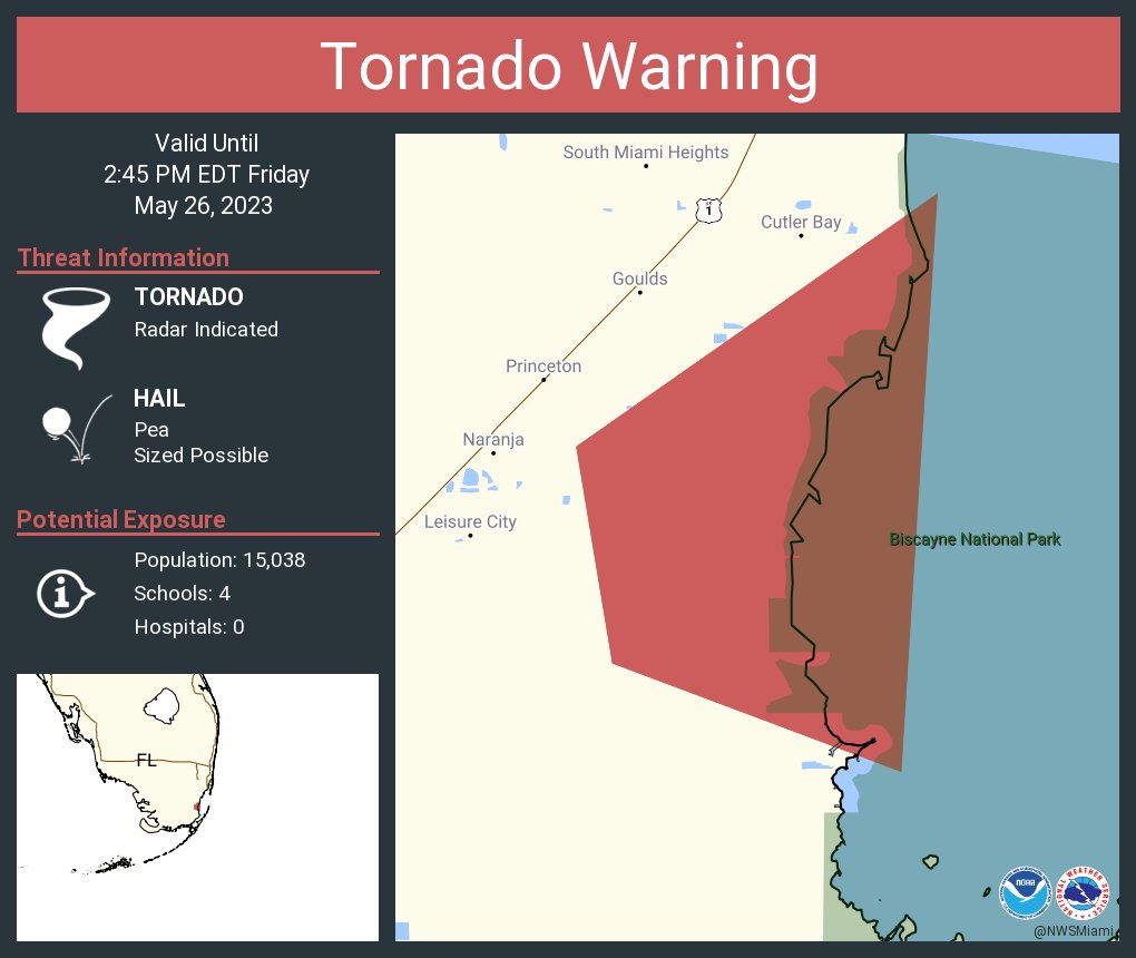 NWS Miami on Twitter "Tornado Warning including MiamiDade County, FL