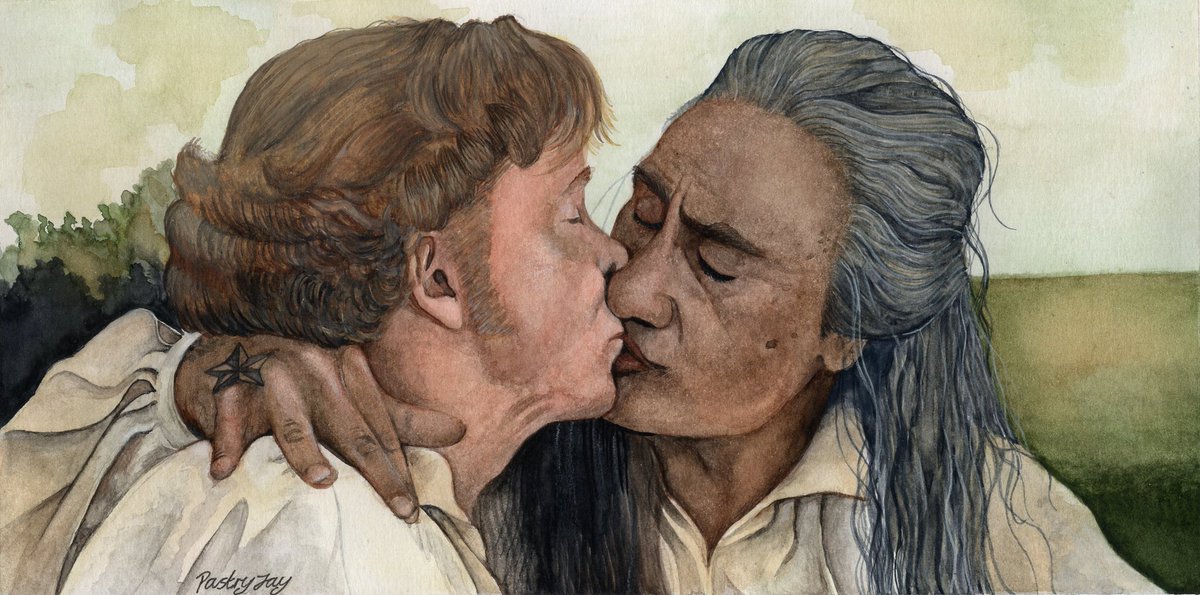 pastry_jay's tweet image. So many artists came together for this project and it shows just how incredible and creative fandom can be! Here&apos;s my frame (#65), painted with watercolours. 

#OurFramesMeanLove #ofmd #OurFlagMeansDeath #OFMDfanart