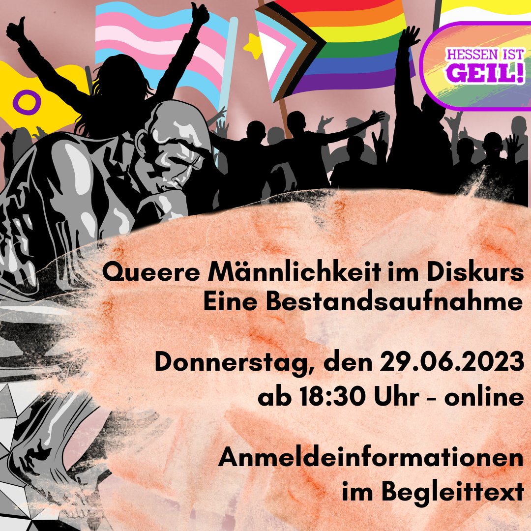 Wir diskutieren über queere Männlichkeiten - wer teilnehmen möchte, meldet sich bitte im Wege der E-Mail an k.kaus@hauschildhaus an.