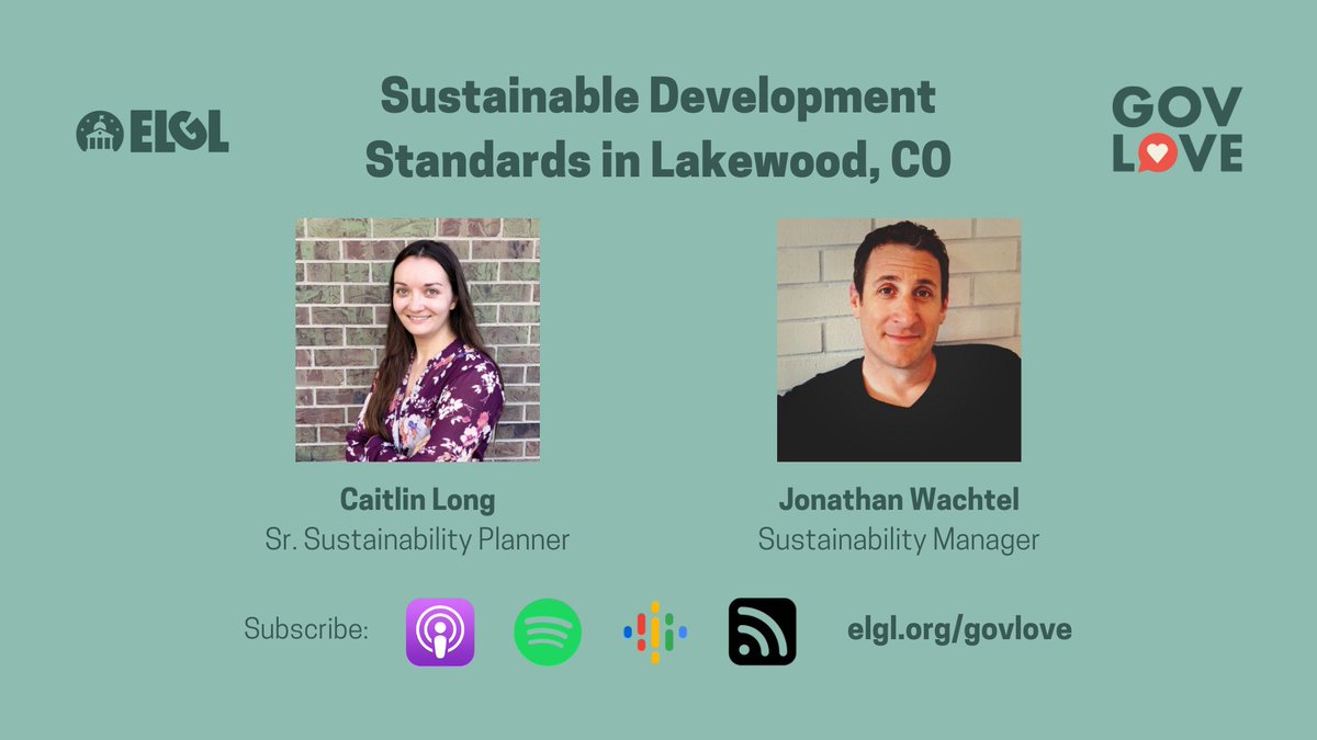 New episode! Two guests from @LakewoodColo joined the podcast to talk about the City's sustainable development standards. Caitlin Long and Jonathan Wachtel shared how the City is using the zoning ordinance to meet sustainability goals.

🎧🎙️: elgl.org/podcast-sustai…