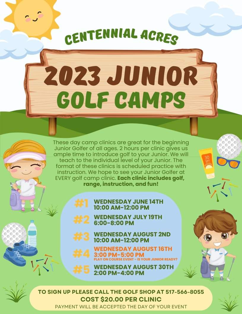 CentennialAcres's tweet photo. Get your junior(s) signed up for our #golf camps! https://t.co/Eupdhu7pBY