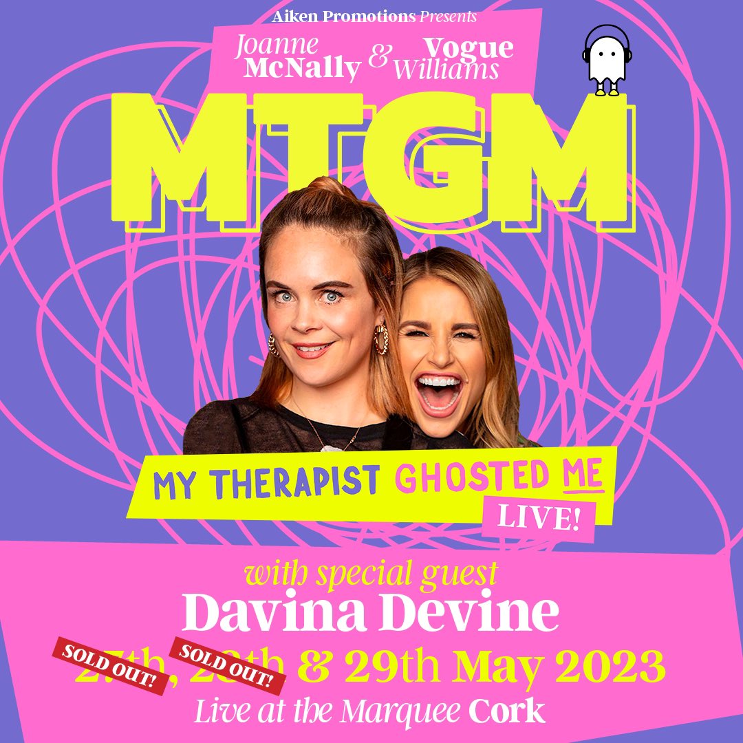 🚨 For Sale 🚨 Two tickets for My Therapist Ghosted Me with Joanne and Vogue for this Saturday 27th in The Marquee, Cork. DM me or comment below. Thanks! 
#ticketfairy