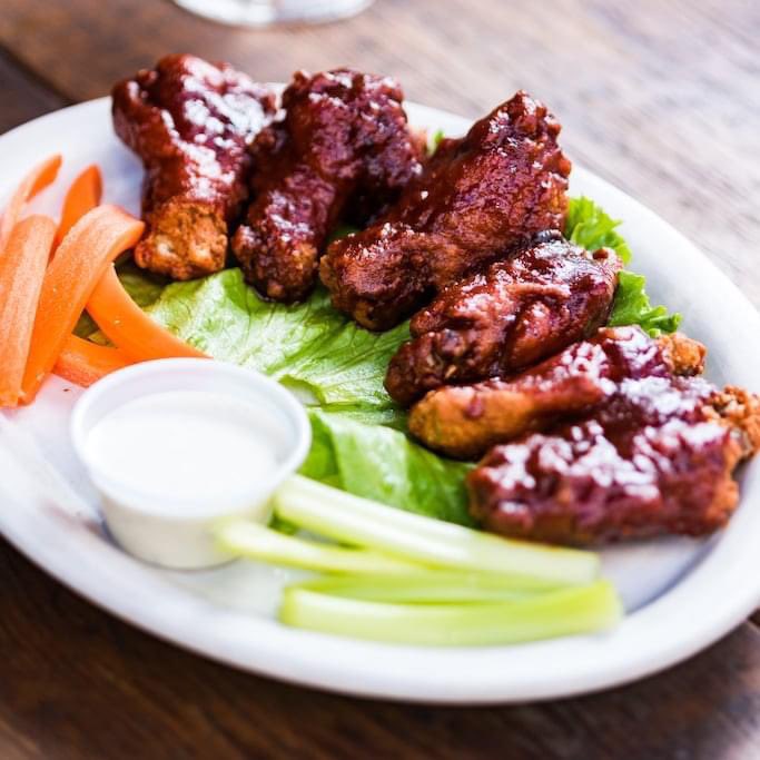Knock, knock. Who's there? Press Box's Jumbo Wings, a customer favorite! They're like regular wings, only bigger. And better. So much better. Order online at pressboxgrill.com for delivery straight to your door! #dallaseats #dallasrestaurants #mydtd #downtowndallas