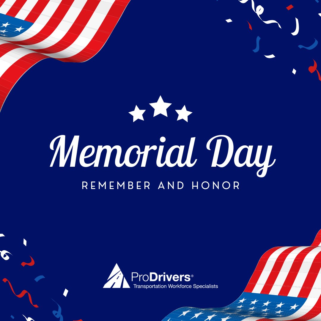ProDrivers's tweet image. This Memorial Day weekend, let us remember those who made the ultimate sacrifice for our freedom. To honor Memorial Day, branches will be closed on Monday. #MemorialDay #MemorialDayWeekend #NeverForget