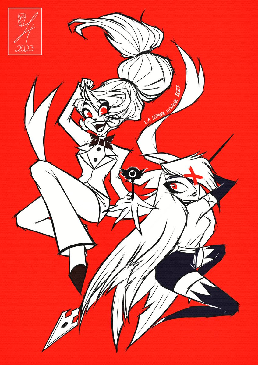 #ChaggieWeek2023, Day 2: Team
----------
Look at the girls go 💕✨
(Tried to do a different style this time)
#HazbinHotel  #HazbinHotelFanart #hazbinhotelvaggie #HazbinHotelCharlie #chaggie