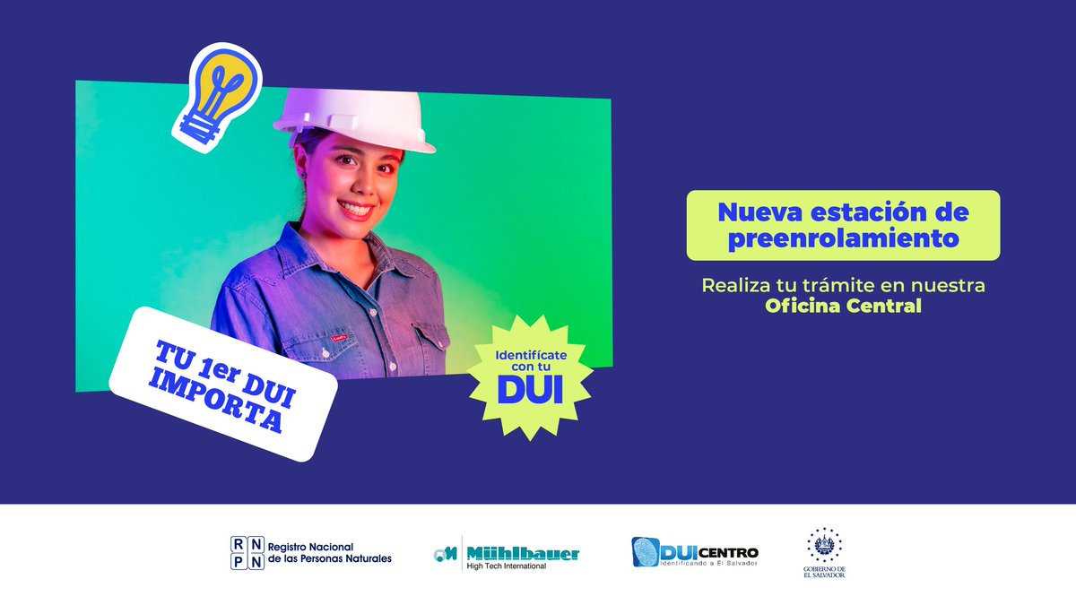 rnpn_sv's tweet photo. Ahora puedes tramitar tu DUI por adelantado en nuestra nueva #EstaciónDePreenrolamiento ubicada en nuestras oficinas centrales. 🪪🇸🇻
Te esperamos en los horarios de: ⬇️
🗓 lunes a viernes
⏰️ 7:30 a.m. a 3:30 p.m.
#PrimerDUI #Identifícate https://t.co/g54t7YiWya