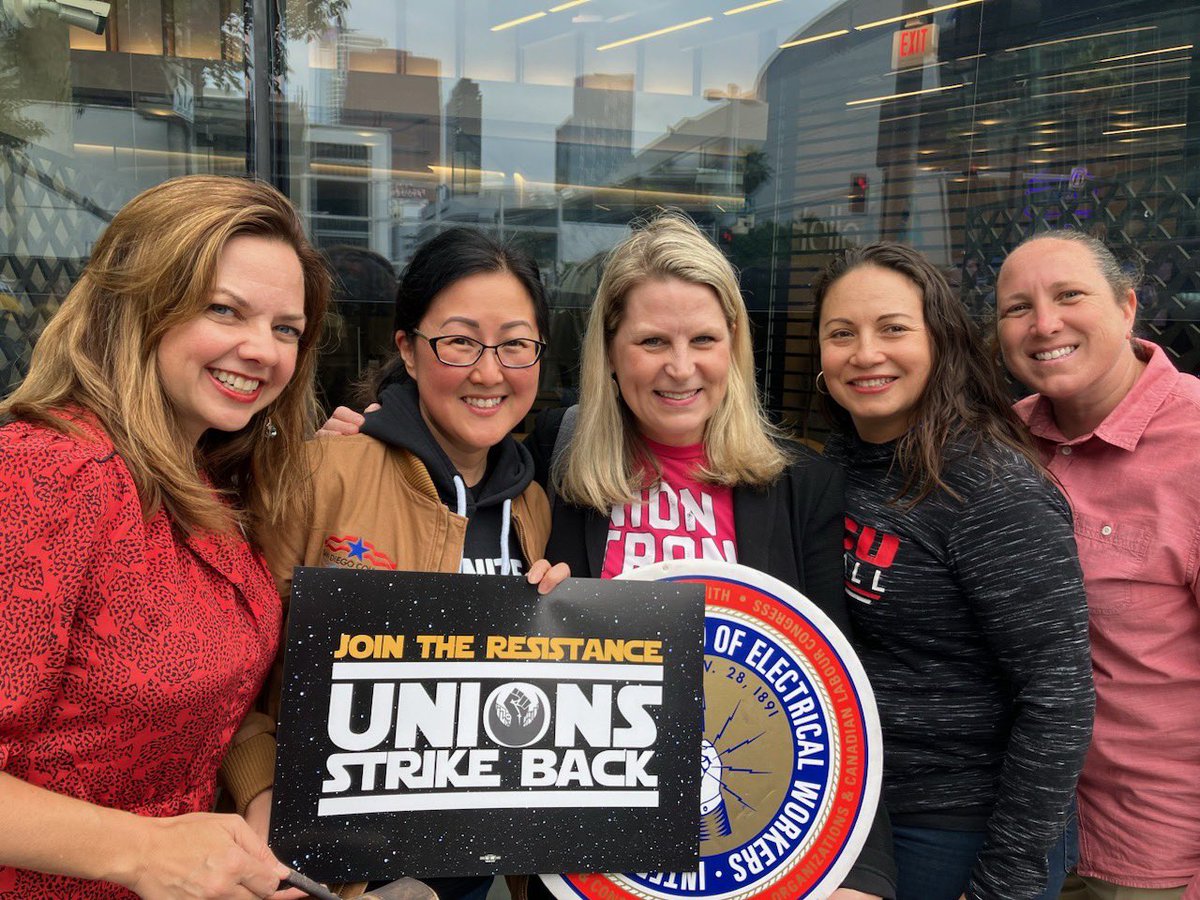 IBEW569's tweet photo. #IBEW in solidarity with ALL #Unions to fight back, #StrikeBack for worker rights. #LAlabor #OrganizeCA #UnionizeCalifornia @CA_Dem @IBEW #1U #UnionStrong https://t.co/2WpbDNHqdF