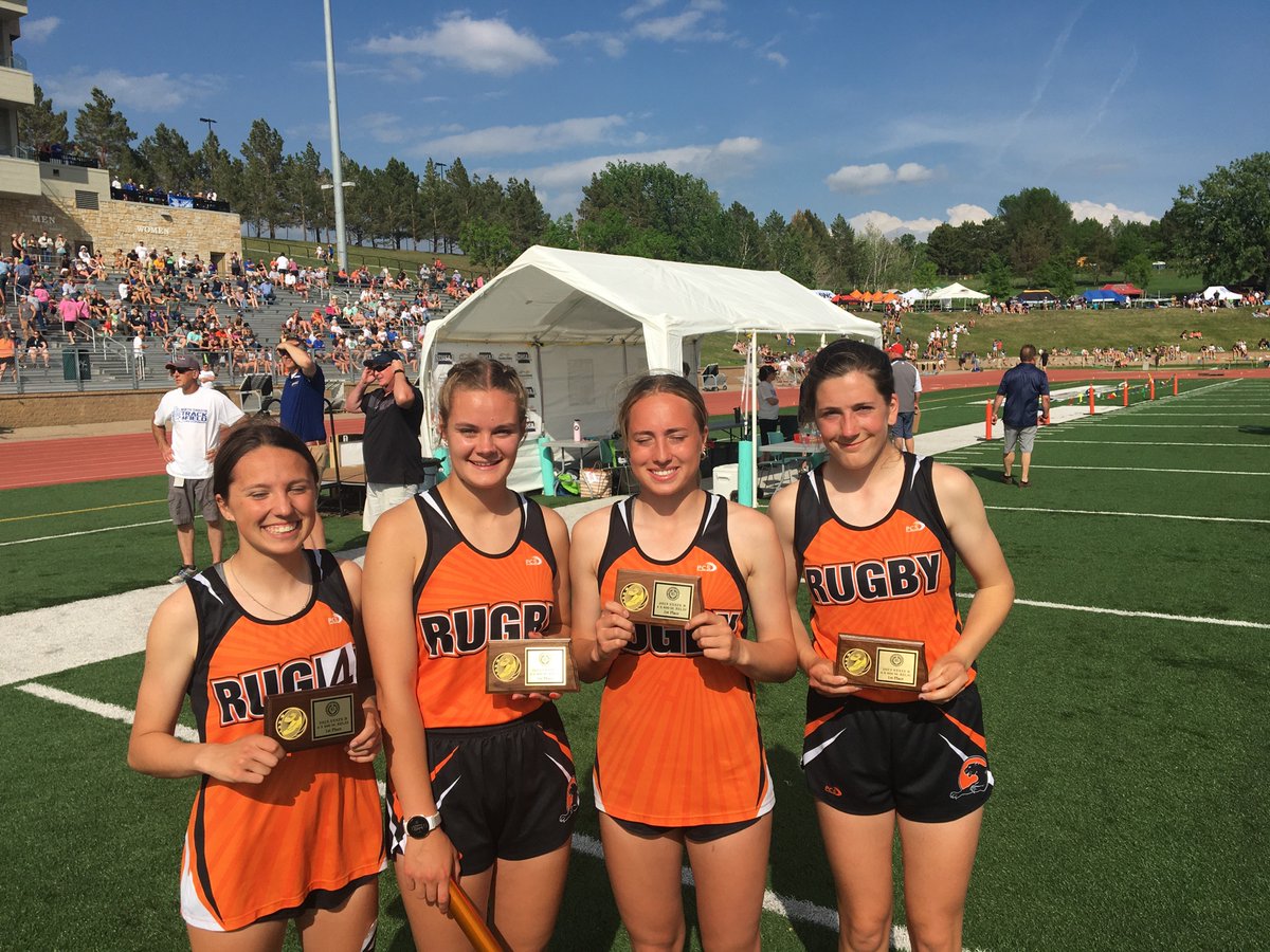 BACK TO BACK: Rugby Girls 4x800 (Amelia Shepard, Brooklyn Bartsch, Mikaylee Livedalen, and Hannah Senechal) make it two straight state titles. This one though only by .06.
