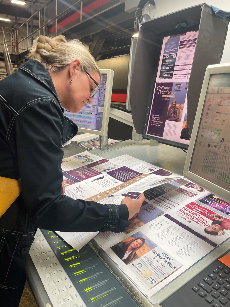 AdProResults's tweet image. Press check! Our team is so excited to bring the Southern Colorado Womens Chamber of Commerce 2023 Business Magazine into the world! #SCWCC #playtowin