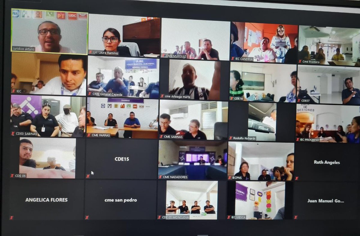 IEC_Coahuila's tweet photo. El día de hoy se llevó a cabo una reunión de trabajo de manera hibrida en la cual participaron los 54 Comités Electorales de Coahuila para darle seguimiento general en materia de cómputos al Proceso Electoral 2023 https://t.co/RLEhSaKVQ3