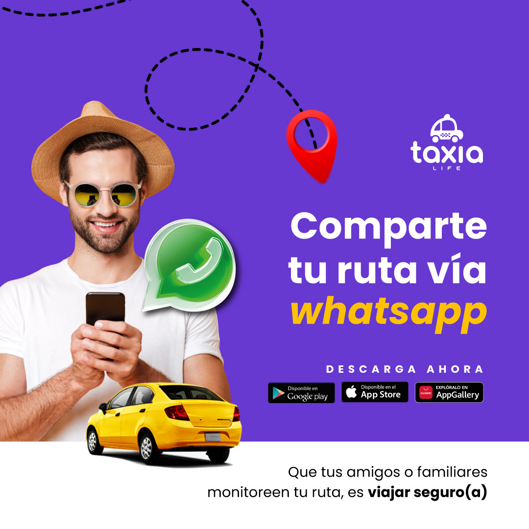 Cuando solicitas tu #taxi a través de nuestra #app, recuerda compartir tu ruta con amigos o familiares vía #whatsapp. ¿Aún no tienes #taxia en tu celular? Descarga aquí bit.ly/AppTaxiaLife

Definitivamente #MejorConTaxia