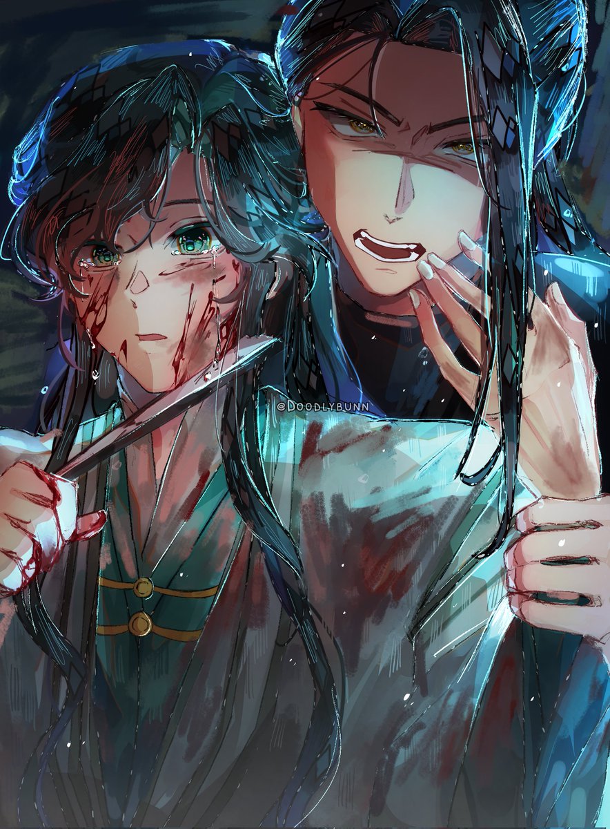 doodlybunn's tweet photo. SPOILER art on black water arc 🥺👉🏻👈🏻 

#TGCF #tianguancifu #heavenofficialblessing #beefleaf #blackwaterarc #mingxiong #shiqingxuan https://t.co/N5BTJjmDwl