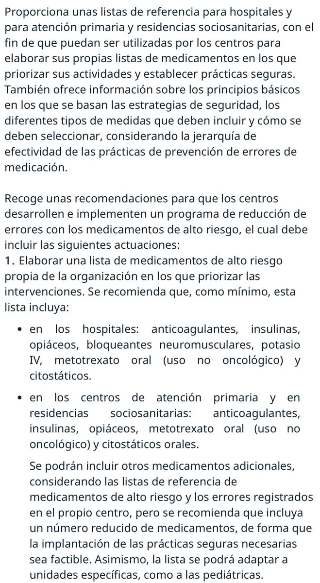 ISMP_Espana's tweet photo. RECOMENDACIONES PARA EL USO SEGURO DE LOS MEDICAMENTOS DE ALTO RIESGO

1️⃣ Lista de medicamentos AR📋
2️⃣ Prácticas seguras 🔒
3️⃣ Difusión de 1️⃣ y 2️⃣ 📢
4️⃣ Info a pacientes y cuidadores ℹ️
5️⃣ Implantación 🔍

🆕 https://t.co/1X9T9Ay6vU
📋 https://t.co/1SPyH4JBCU

#SegPac https://t.co/vyW9OdnndD