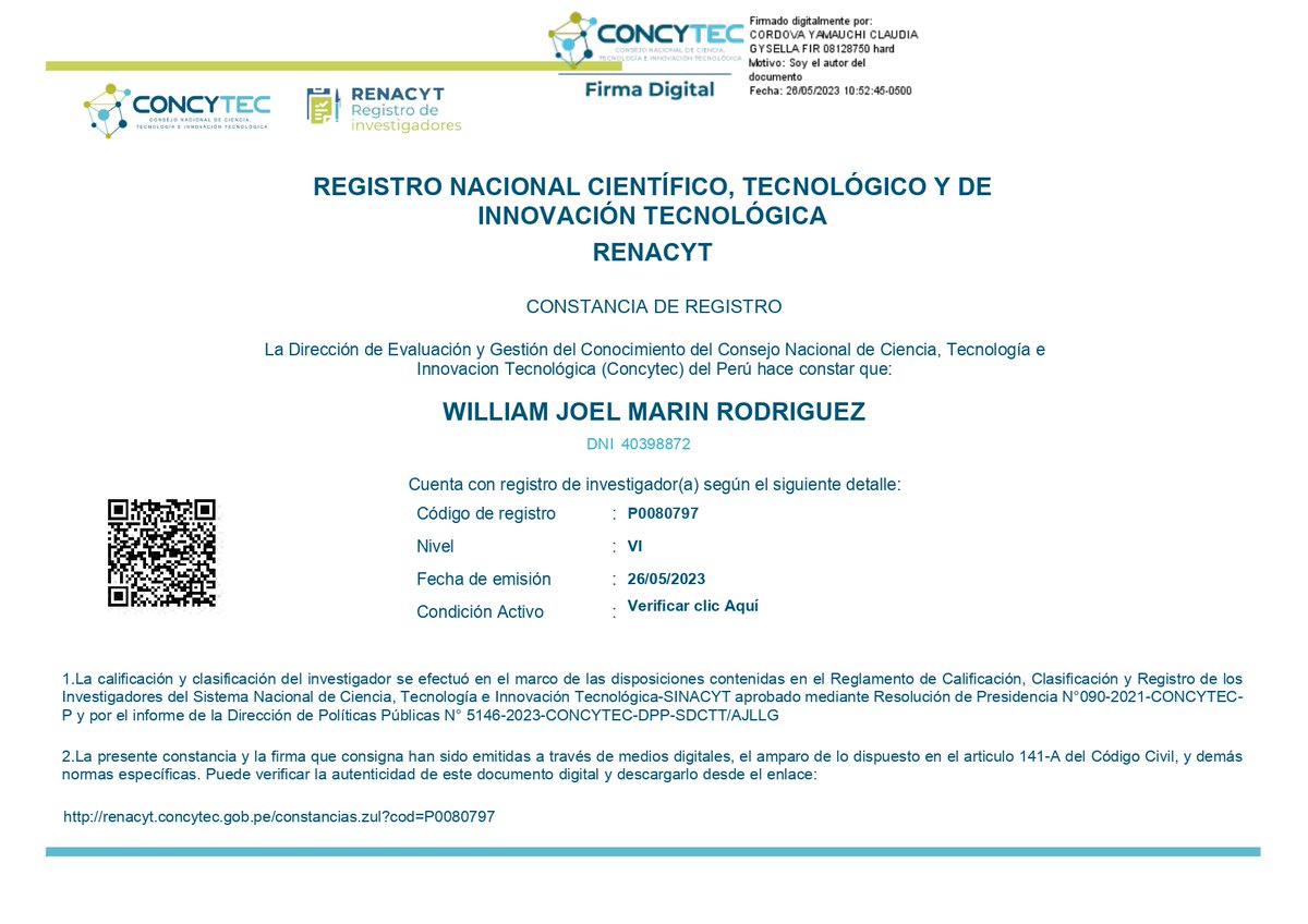 Seguimos en este largo caminar a paso firme.
Nivel VI #Renacyt <a href="/ConcytecPeru/">Concytec Perú</a> <a href="/unjfschuacho/">UNJFSC</a> <a href="/VracUnjfsc/">VRAC UNJFSC</a>