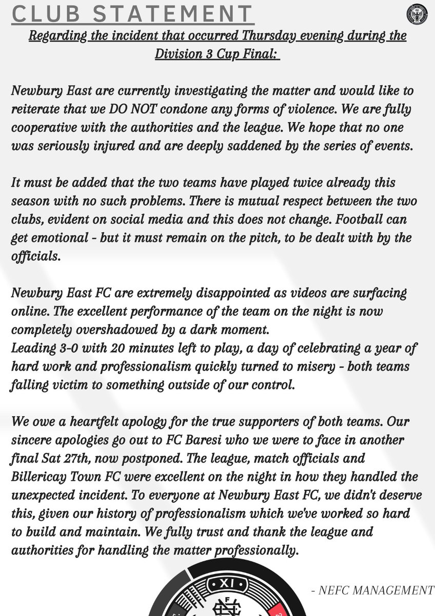 🚨CLUB STATEMENT 🚨