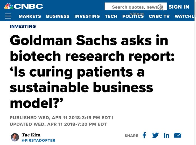 Goldman Sachs: Are cures bad for business?