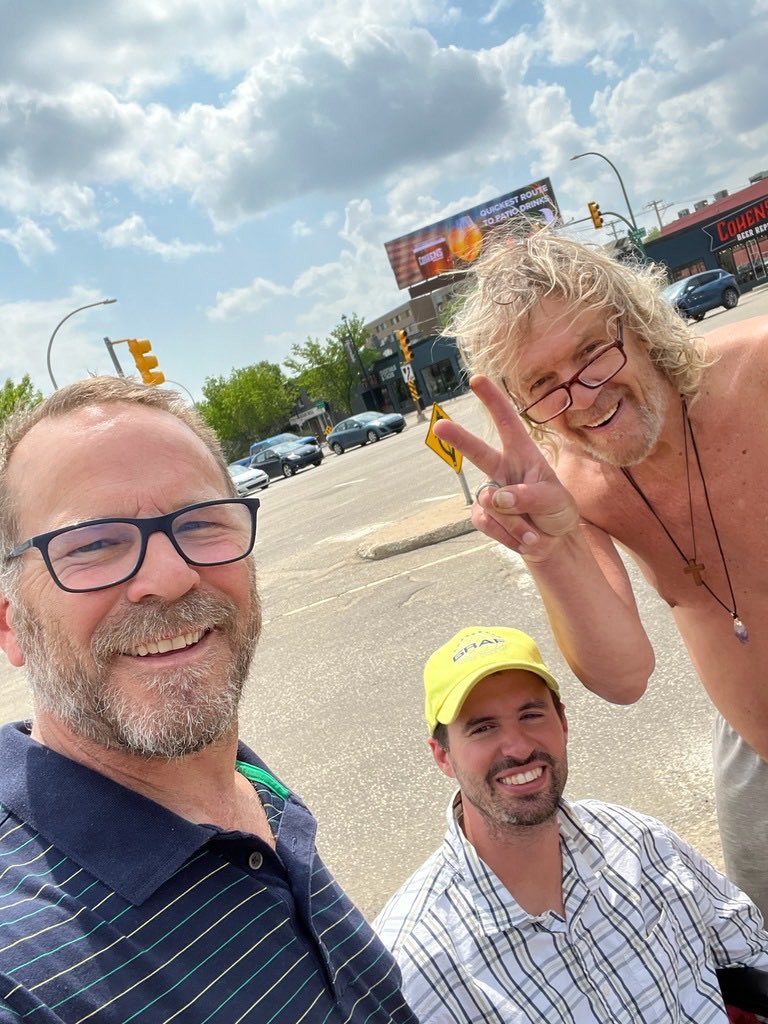 BLeis2023's tweet photo. Met Michael today (picture shared with permission)—he happily accepted some extra clothes and told us about his hopes and dreams. He can reach them with a little help. #sanctumsurvivor 
⁦@SanctumYXE⁩ @mfriesen2004 https://t.co/n26MZuj2WC
