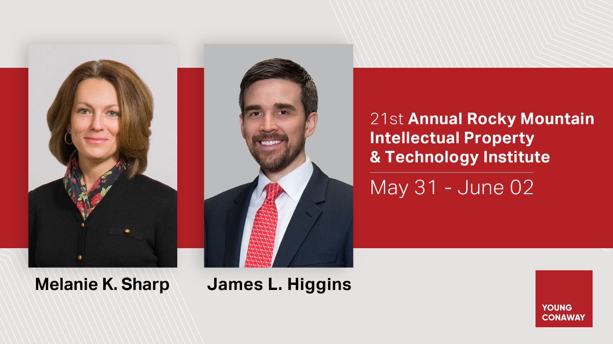 YC Partners, Melanie K. Sharp and James L. Higgins, are excited to attend the 21st Annual Rocky Mountain IP &amp; Technology Institute!

To register, visit: okt.to/YzL2hE