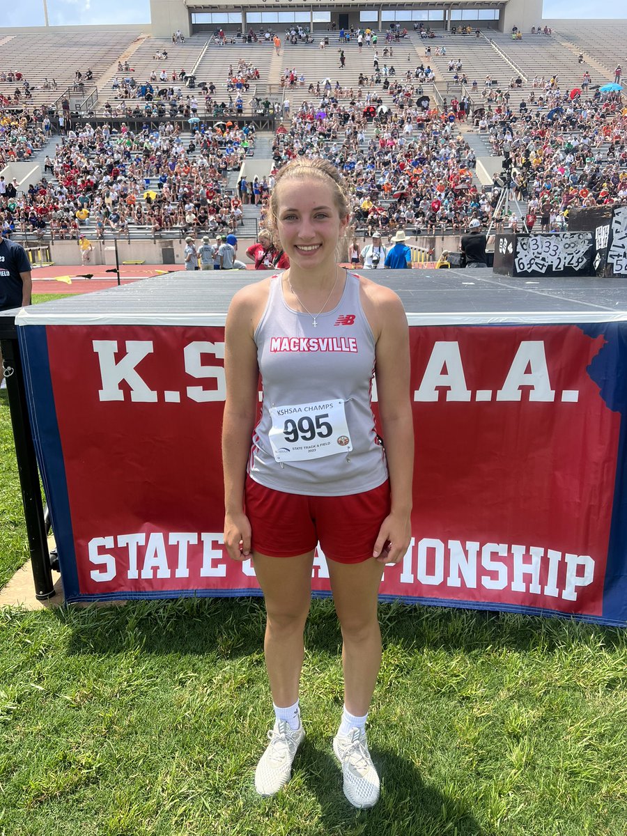 1A girls javelin state champion 🥇 

Mayce Russell of Macksville throws 144-3 for a new state meet record and the state title.

#trackinkansas