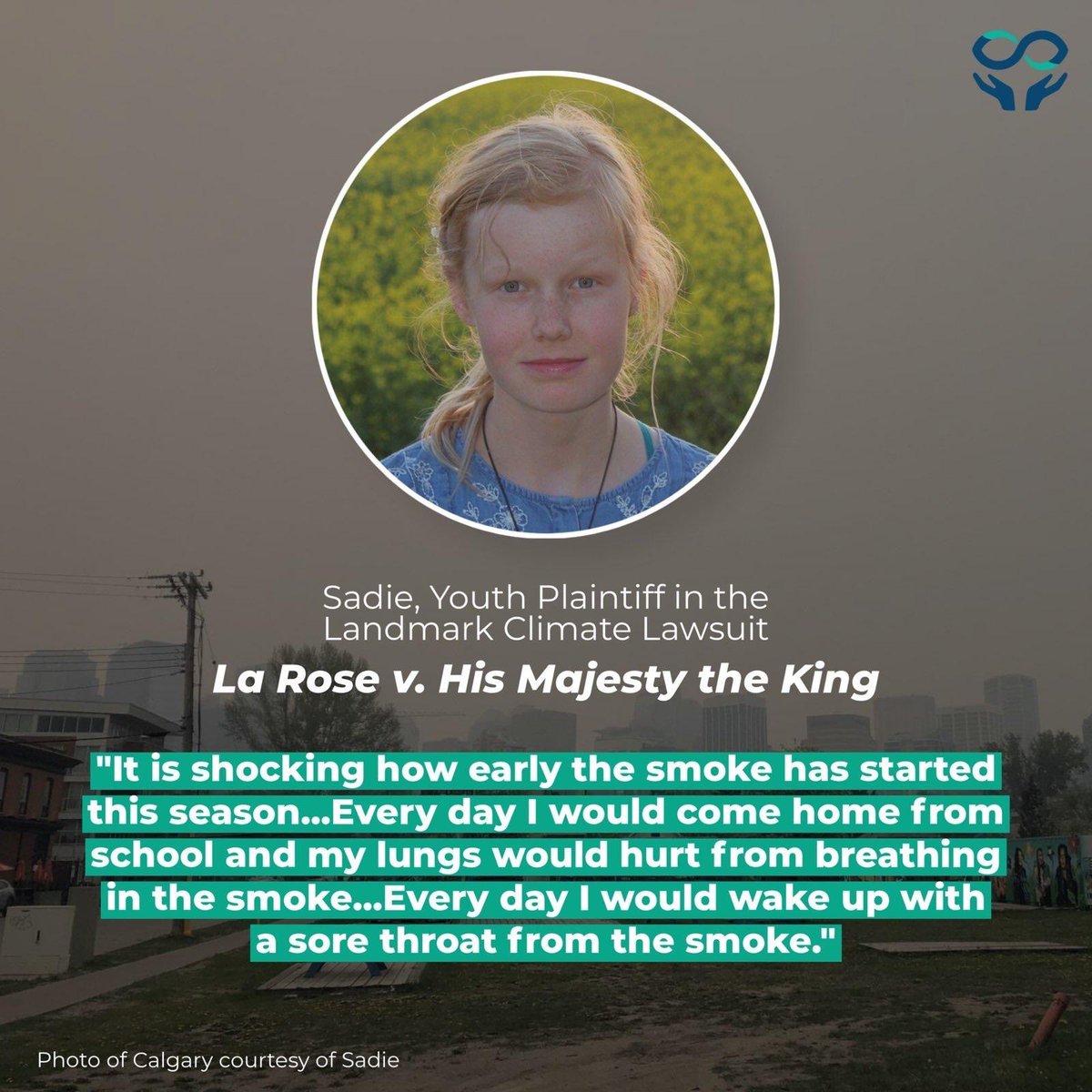 Sadie is one of 15 youth plaintiffs in the climate lawsuit La Rose v. His Majesty the King, arguing they are being harmed by the climate crisis and their federal govt. is violating their charter rights. Learn more: ourchildrenstrust.org/canada #YouthvGov
