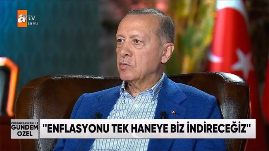 tepkiselcom's tweet photo. ATV yayınında konuşan Erdoğan,:

"Cumhuriyet'in teminatı benim." 

#Secim2023 https://t.co/KCVQcpBwru