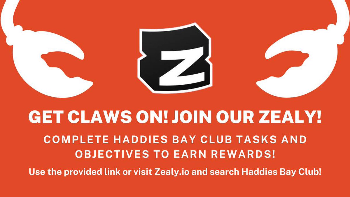 🦞 Time to get your claws on! We’re now on Zealy &amp; starting w/ a sprint competition! Complete simple quests to earn $HBAY prizes and rewards! 

Sprint Competition Prizes—Ends June 2nd
🥇 $50 $HBAY
🥈 $25 $HBAY
🥉 $10 $HBAY

HBAY <a href="/zealy_io/">Zealy</a> Link!
➡️ zealy.io/c/haddiesbaycl…