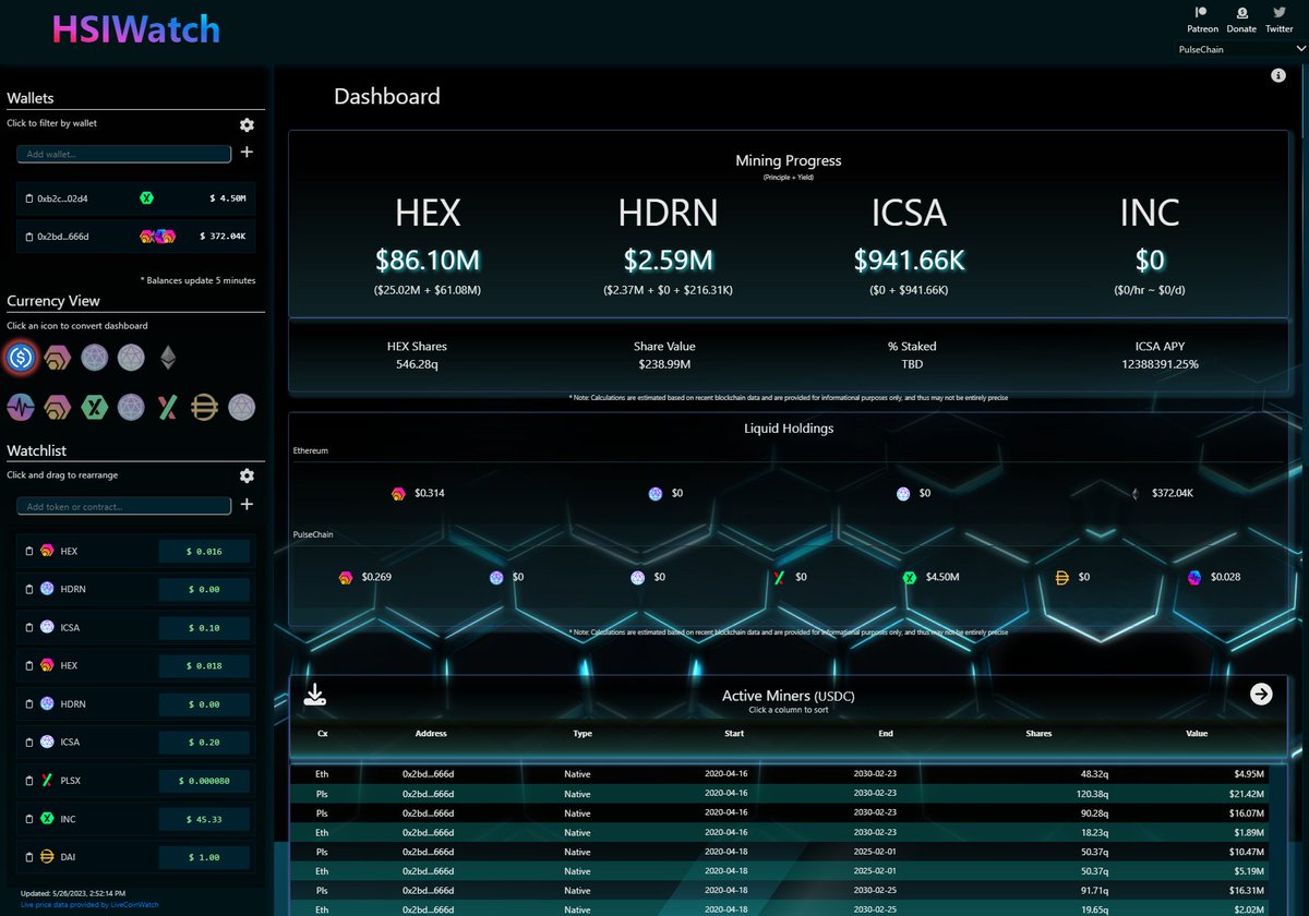 Okay, I got bored of looking at the same old boring hsiwatch.com ui.

New #PulseChain theme available, thoughts?

#hexicans #hex #hedron #hdrn #icosa #icsa #pulsechain #pulsex