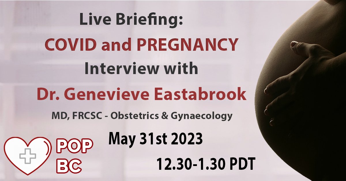 Join @Protect_BC  for a conversation wt Dr. Genevieve Eastabrook on #covid in pregnancy.
A Maternal Fetal Medicine subspecialist who focuses on medical complications in pregnancy. 
Learn how people who are pregnant can protect themselves & their baby. 
protectbc.ca/livestream/