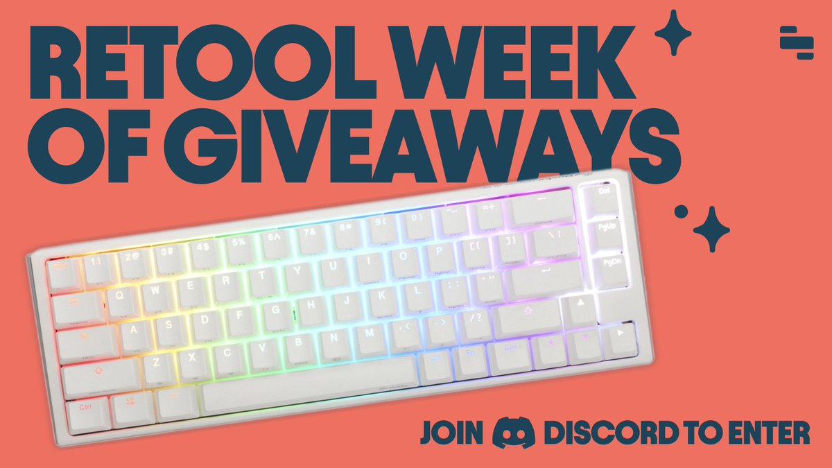 retool's tweet photo. @discord It's the final day of giveaway week in our community Discord! One lucky winner will get a Ducky One 3 SF Pure White 65% Hotswap RGB Mechanical Keyboard.

To enter:
- Join here https://t.co/u4Va4AIRQH &amp; follow the entry instructions   
- RT this for 1 extra entry https://t.co/NzoPax77ai