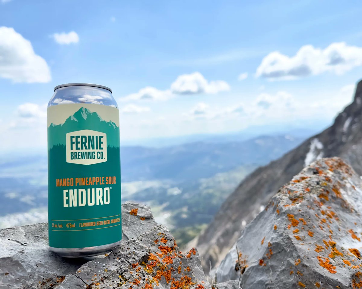 FernieBrewingCo's tweet photo. Summer is just about here, but our seasonal Sour Enduro won’t be for much longer. 
-
Pick up this mango pineapple brew while you still can for a fruity punch 🍍
-
Can anyone guess where this photo was taken? Bonus points if you can name the hike!
-
#DrinkFernie https://t.co/hZCy11dSDo