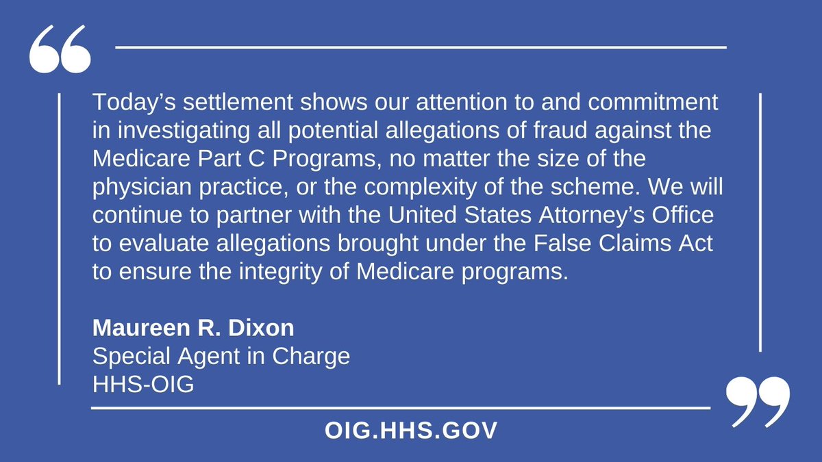 A primary care physician group in Pennsylvania agreed to pay $1.5 million to resolve false claims act liability for misrepresenting the severity of illness and services rendered to increase reimbursement from the #Medicare Advantage and Part B programs. bit.ly/3MygRY3